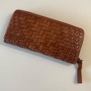 NWOT Cole Haan Woven Leather Zip Wallet